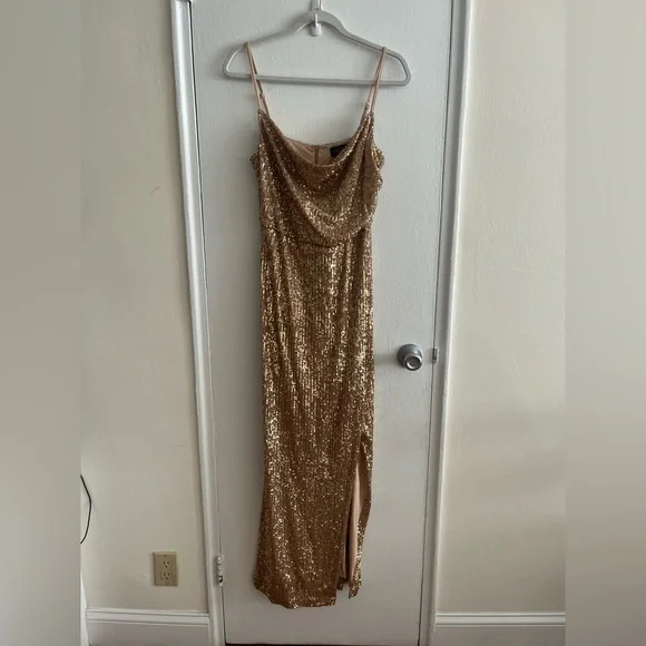 Laundry by Shelli Segal- Formal Gold Sequin Dress - Picture 2 of 5